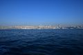 A view of Bosphorus, Istanbul Turkey. This is actually not a good shot. All the interesting part of the image is condensed in the middle of the picture. See Media:Wide.jpg for a cropped version at the title of the Wide angle page. This is a classical, "I thought wide angle would help me with getting more into my picture" problem.